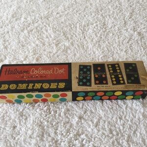 Vintage 1950’s Halsam Colored Dot Double Six Dominoes